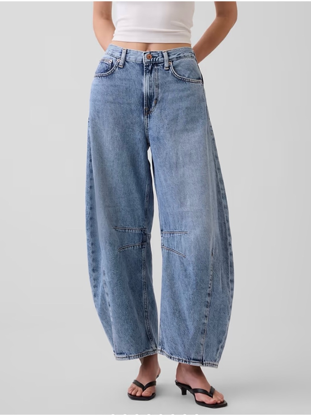 GAP High Rise Horseshoe Jeans 12/31R Light Wash 100% Cotton Barrel Leg